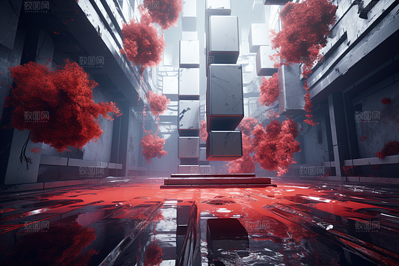 C4D科幻空间模型效果背景
