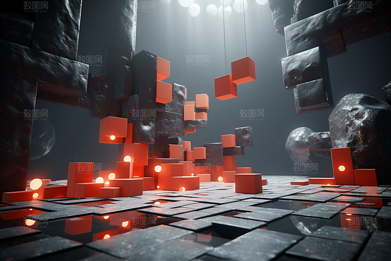 C4D科幻空间未来感3D背景