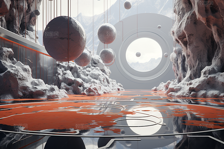 C4D科幻空间模型高清背景