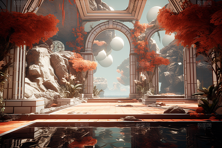 C4D科幻空间想象力3D背景