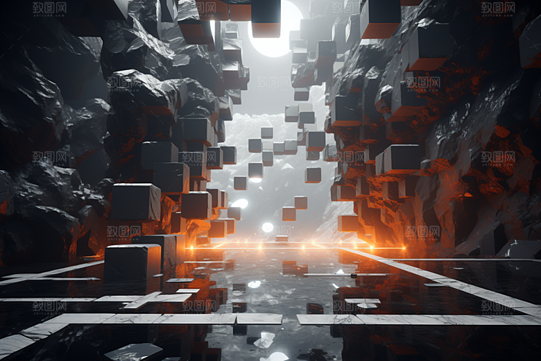 C4D科幻空间空间未来感背景