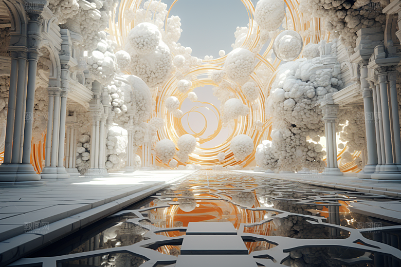 C4D科幻空间模型想象力背景