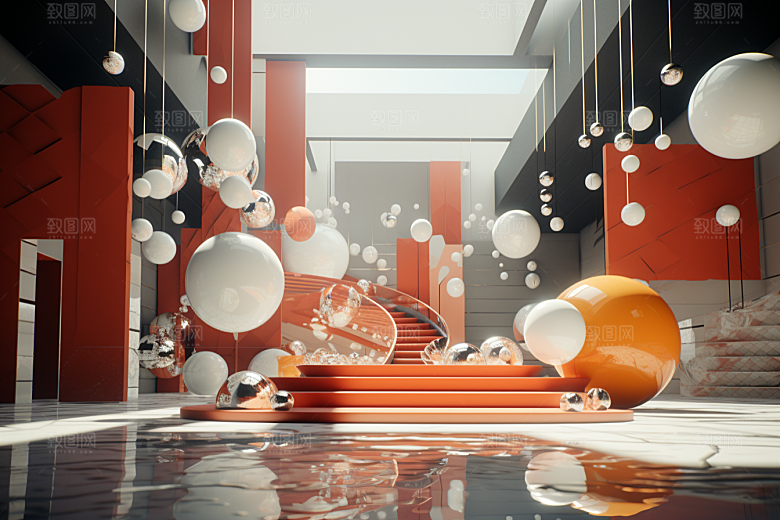 C4D科幻空间未来感渲染背景
