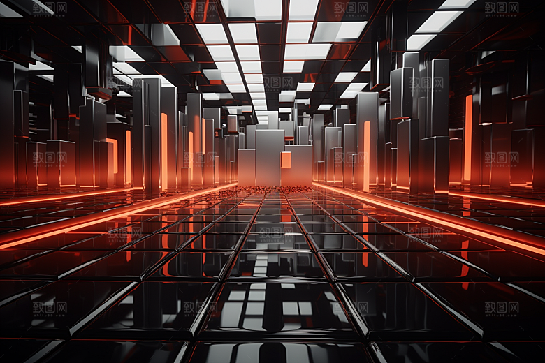 C4D科幻空间立体渲染背景