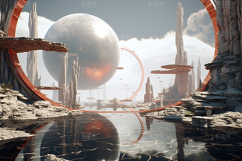 C4D科幻空间模型效果背景