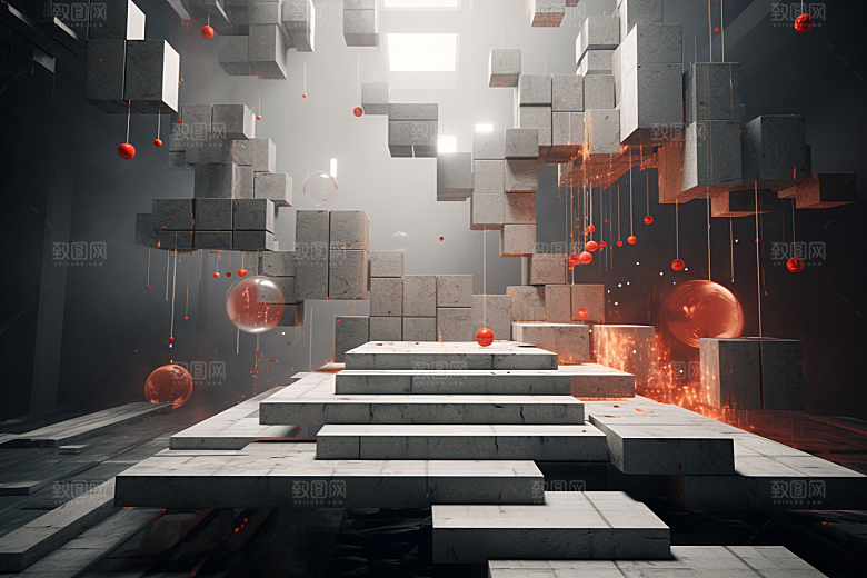 C4D科幻空间3D想象力背景