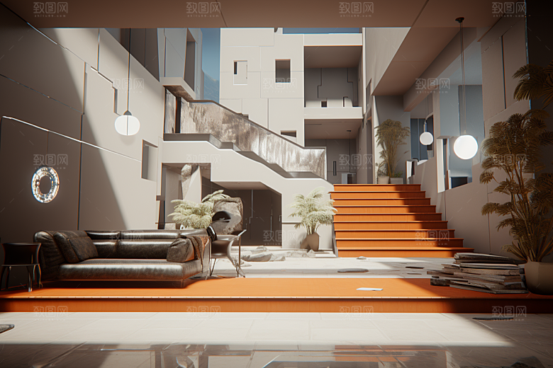 C4D科幻空间想象力模型背景