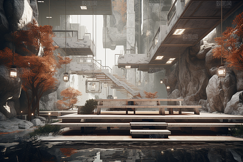 C4D科幻空间模型高清背景