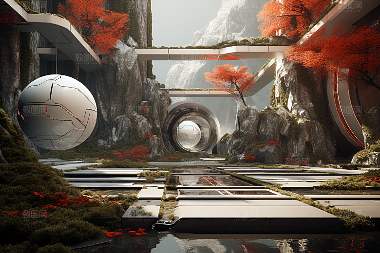 C4D科幻空间想象力渲染背景