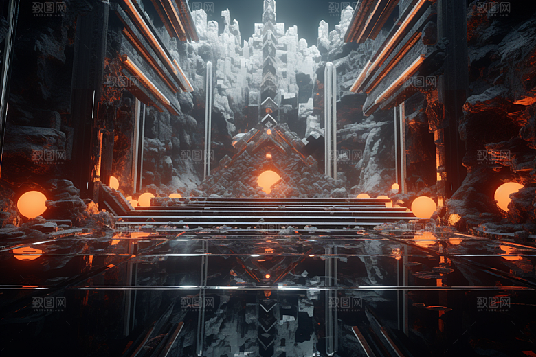 C4D科幻空间想象力模型背景