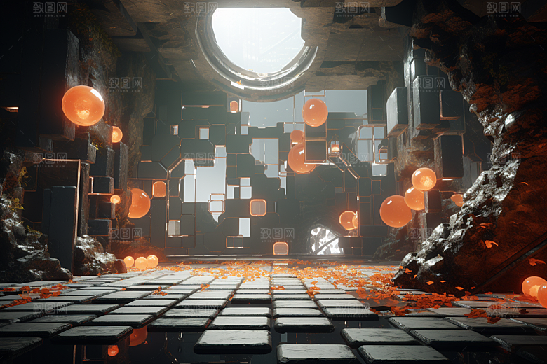 C4D科幻空间立体3D背景
