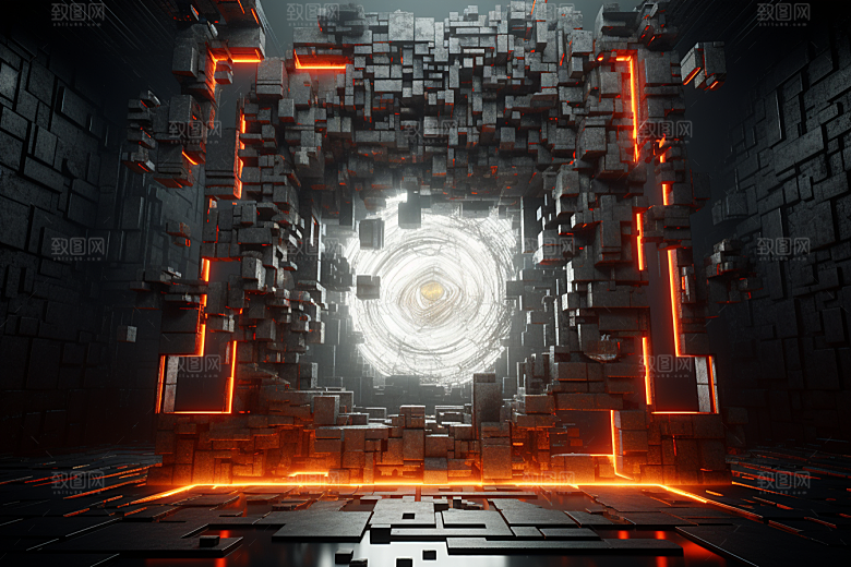 C4D科幻空间未来感科技背景