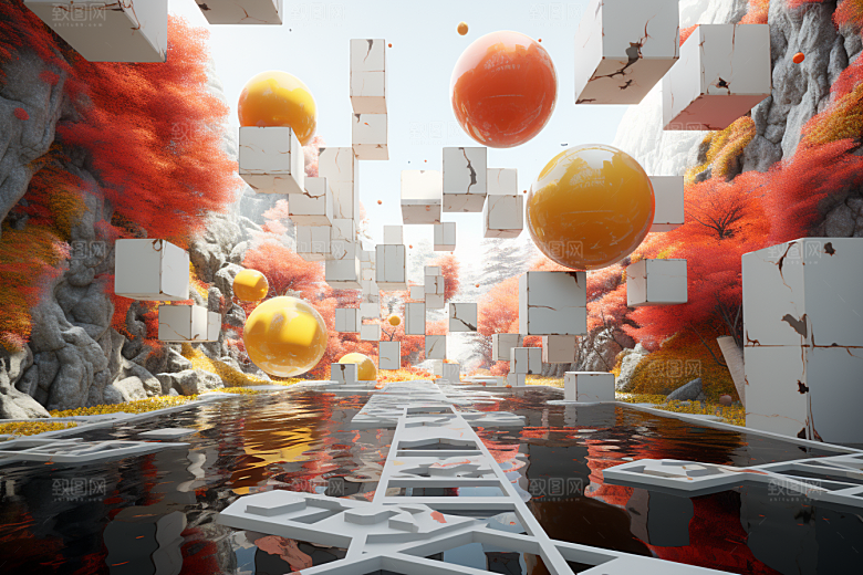 C4D科幻空间未来感立体背景