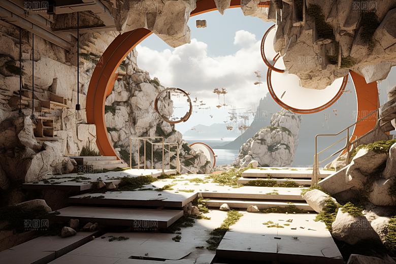 C4D科幻空间科技模型背景