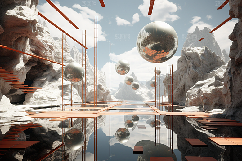 C4D科幻空间3D渲染背景