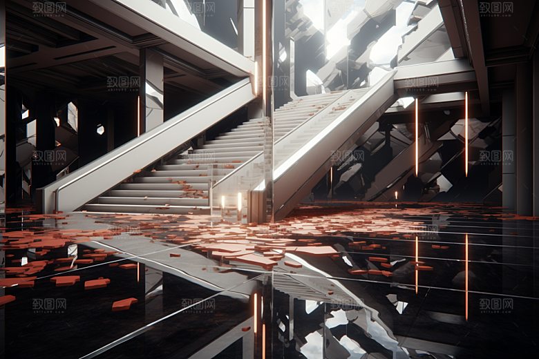 C4D科幻空间未来感模型背景