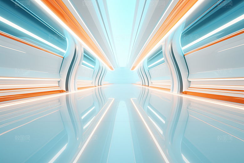 C4D科幻空间立体渲染背景