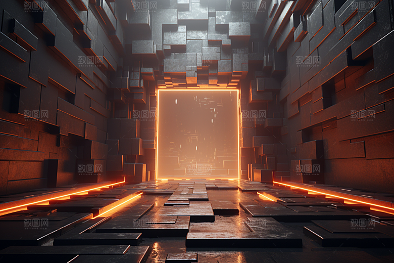 C4D科幻空间立体未来感背景