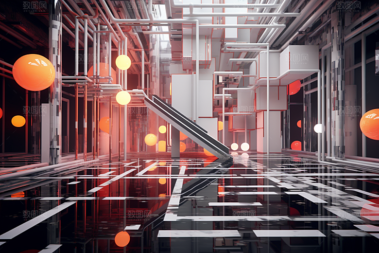 C4D科幻空间未来感3D背景