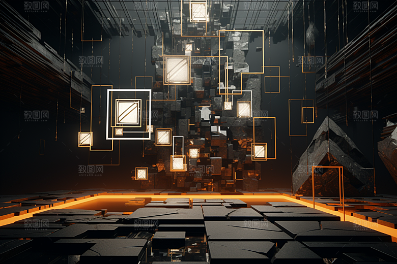 C4D科幻空间模型3D背景