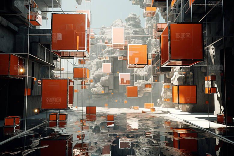C4D科幻空间模型科技背景