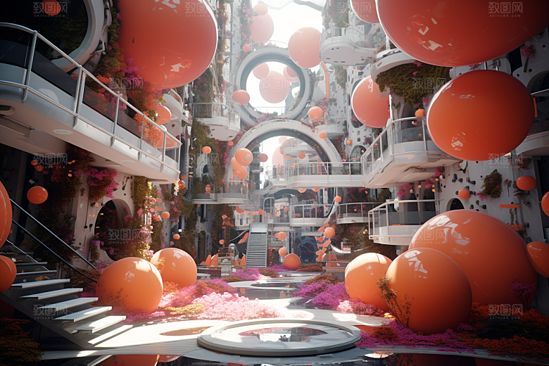 C4D科幻空间立体效果背景