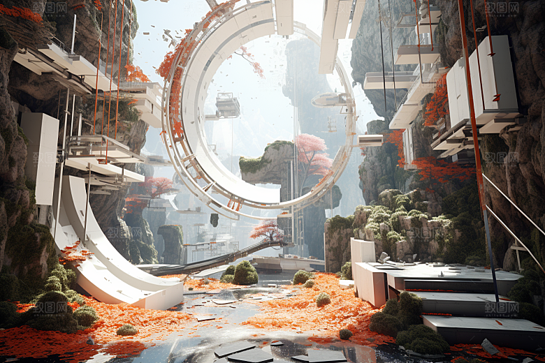 C4D科幻空间模型效果背景