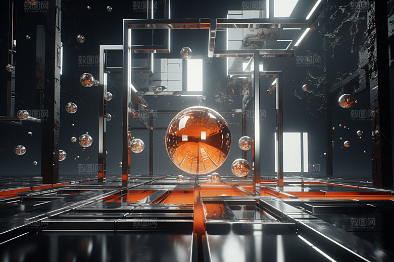 C4D科幻空间模型想象力背景