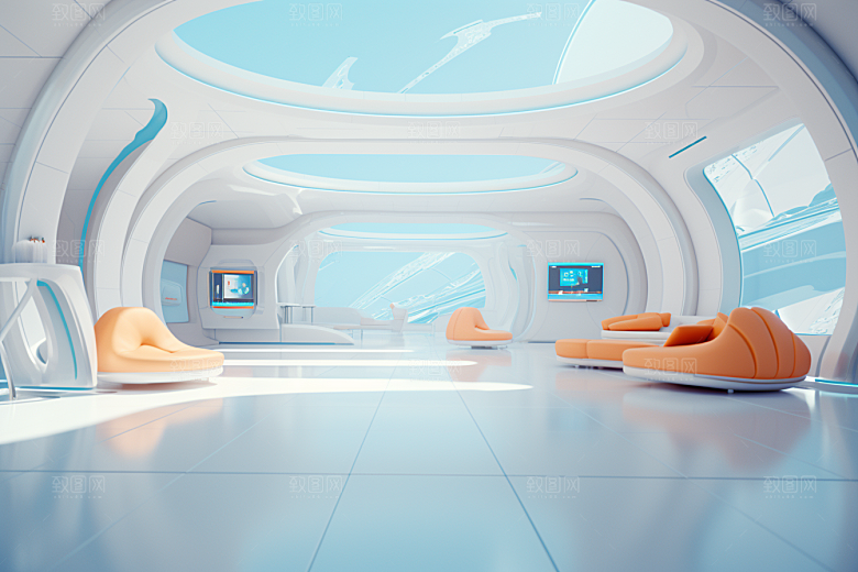 C4D科幻空间未来感效果背景