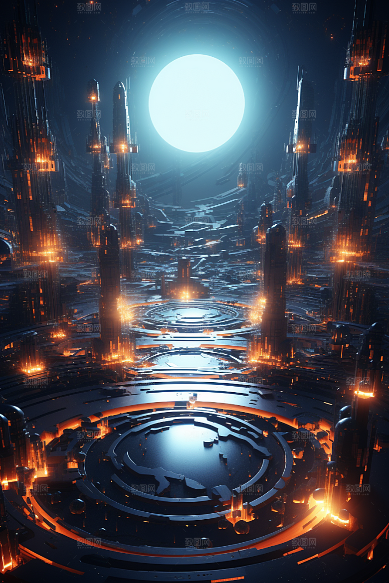 C4D科幻空间模型想象力背景