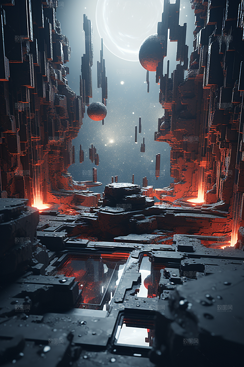 C4D科幻空间想象力效果背景