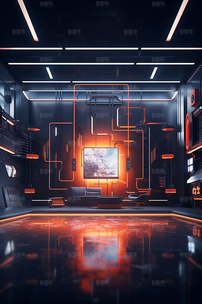 C4D科幻空间未来感科技背景