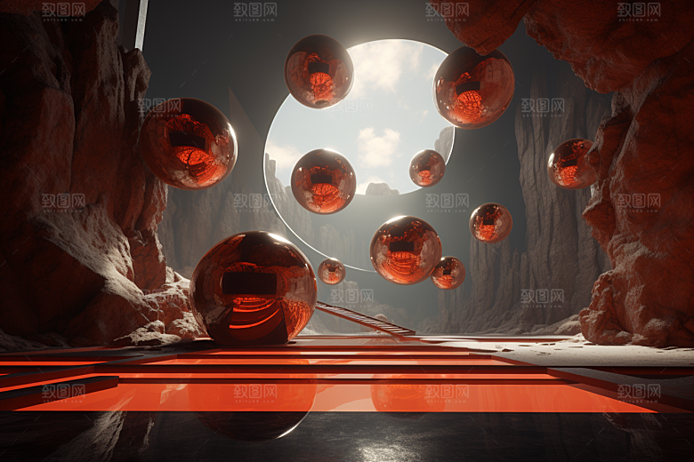 C4D科幻空间想象力渲染背景