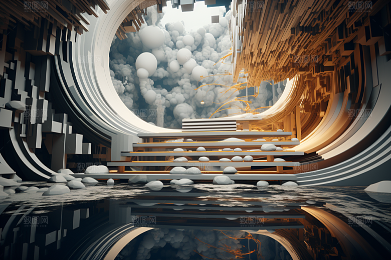 C4D科幻空间未来感立体背景