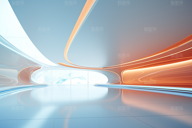C4D科幻空间立体模型背景
