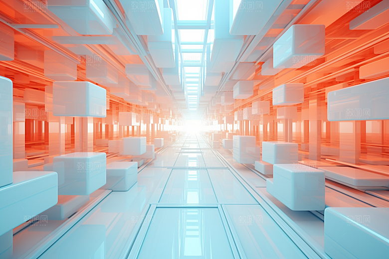 C4D科幻空间模型渲染背景