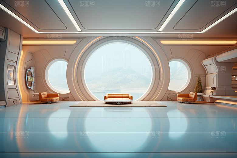 C4D科幻空间未来感模型背景