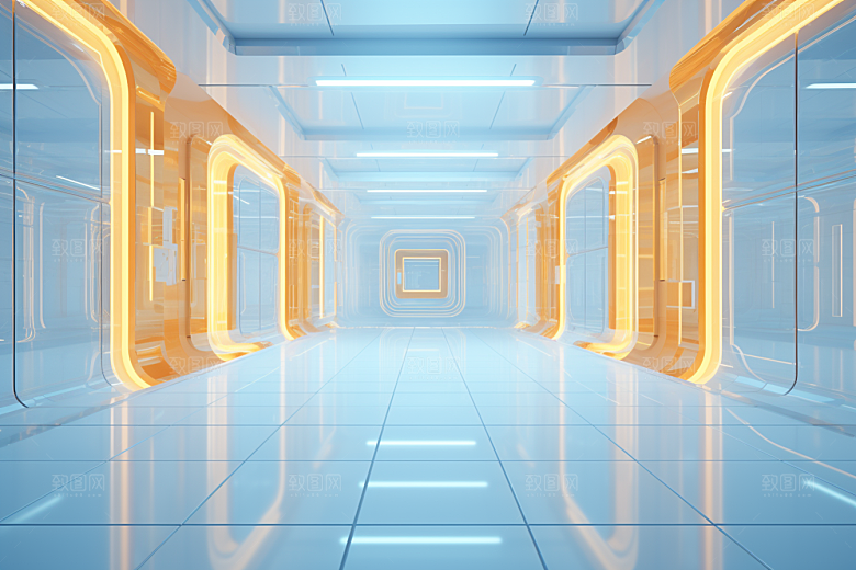 C4D科幻空间渲染立体背景