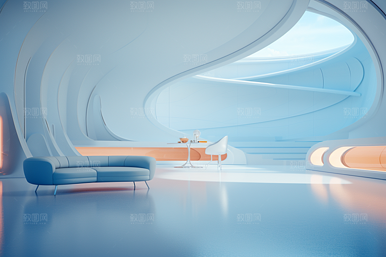 C4D科幻空间模型效果背景