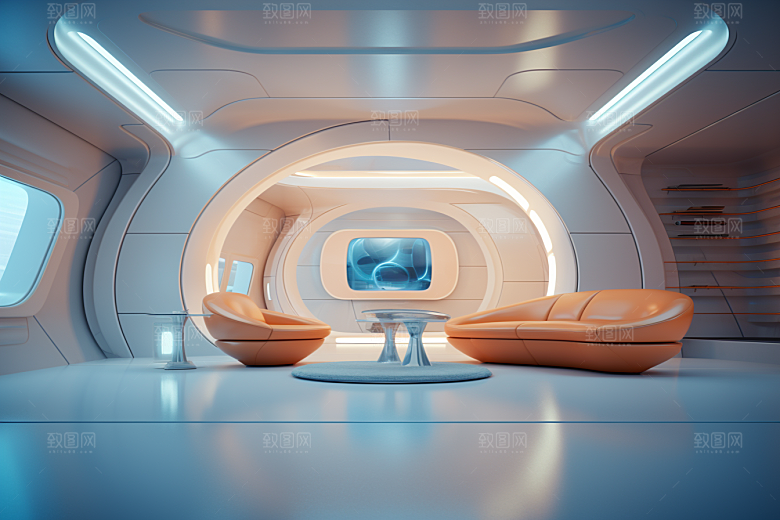 C4D科幻空间模型立体背景