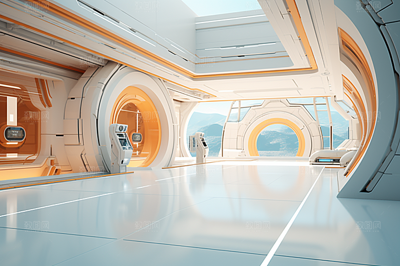 C4D科幻空间未来感立体背景