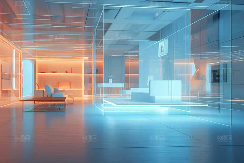 C4D科幻空间模型科技背景