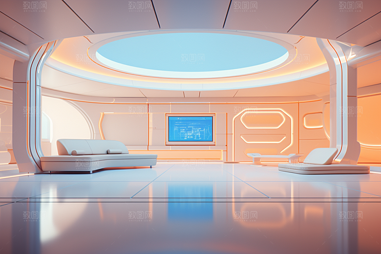 C4D科幻空间立体模型背景
