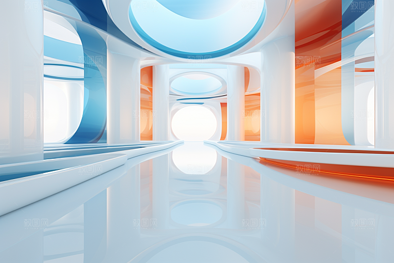 C4D科幻空间模型立体背景