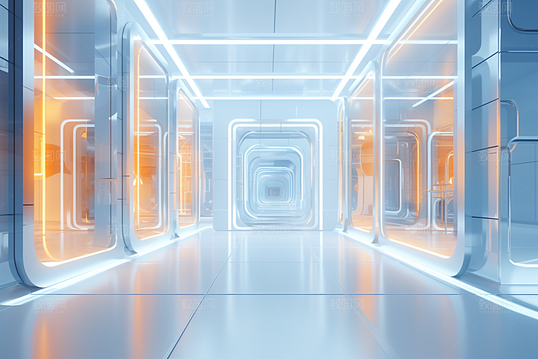 C4D科幻空间3D未来感背景
