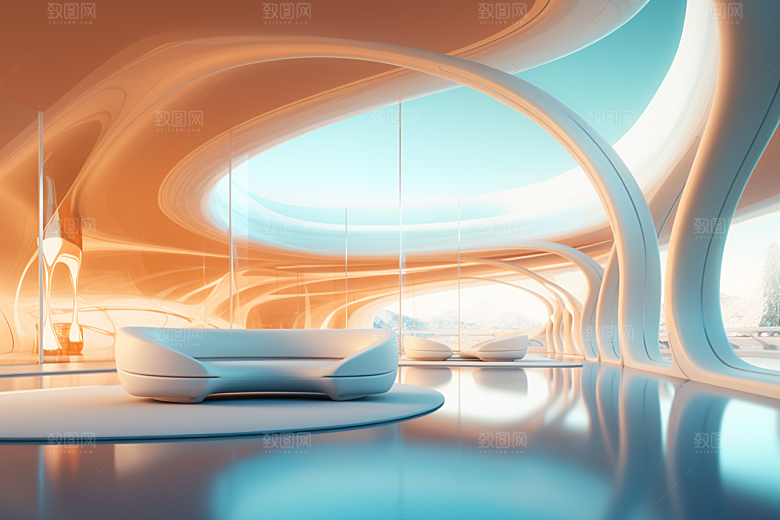C4D科幻空间3D未来感背景