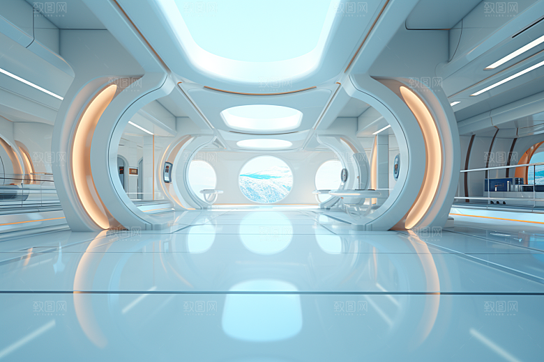 C4D科幻空间模型渲染背景