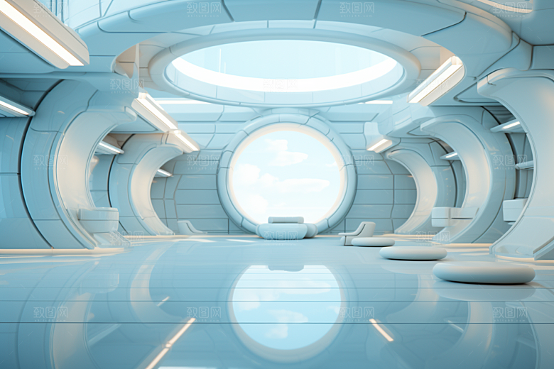C4D科幻空间立体模型背景