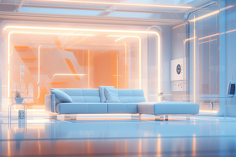 C4D科幻空间模型渲染背景