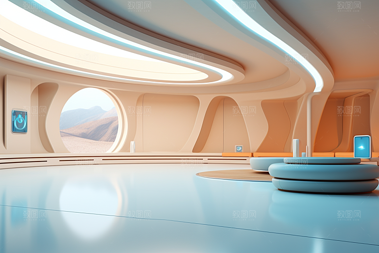 C4D科幻空间立体效果背景